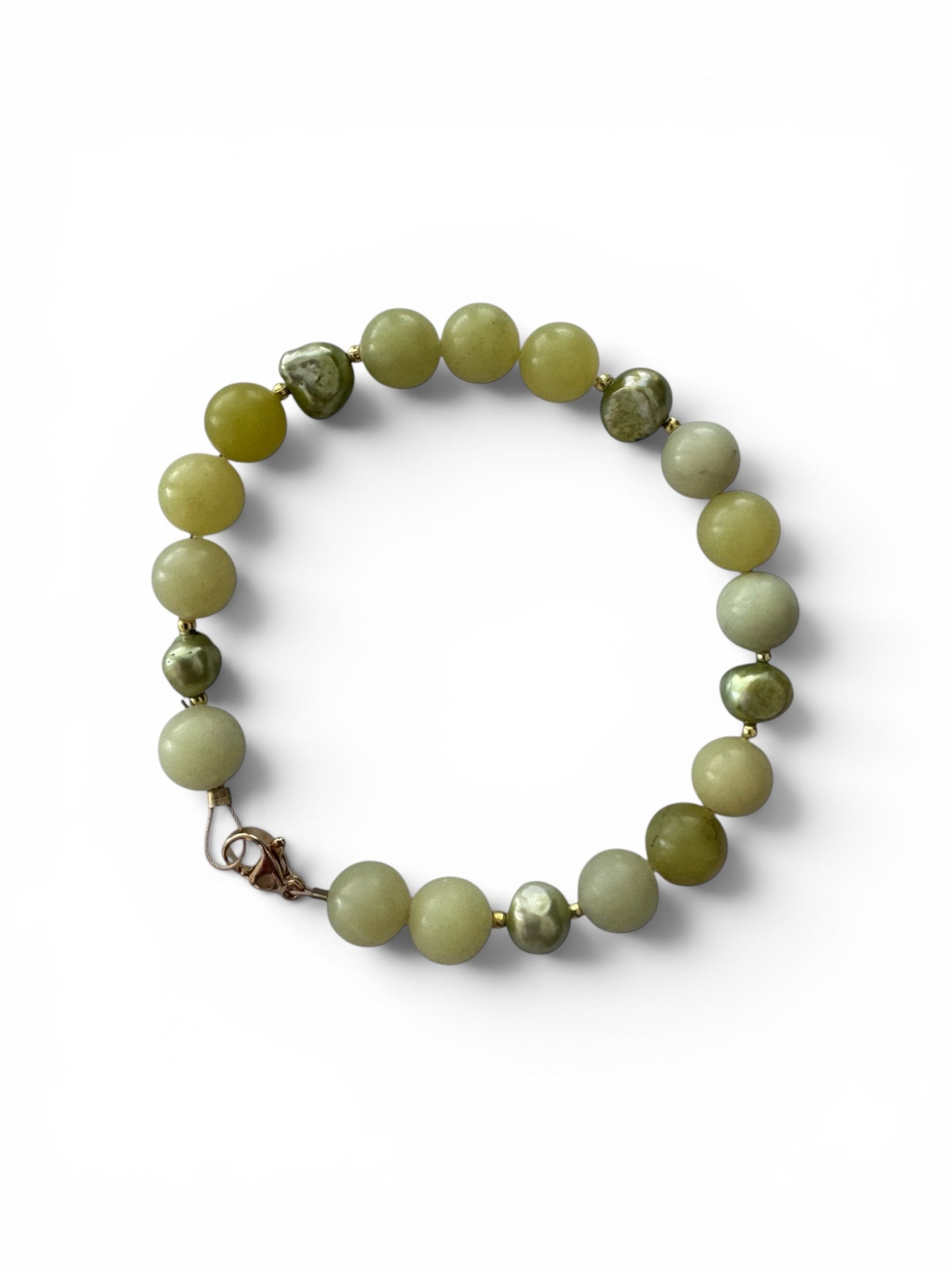 Nephrite Freshwater Pearl -bracelet