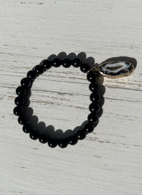 Black Obsidian Geode -bracelet
