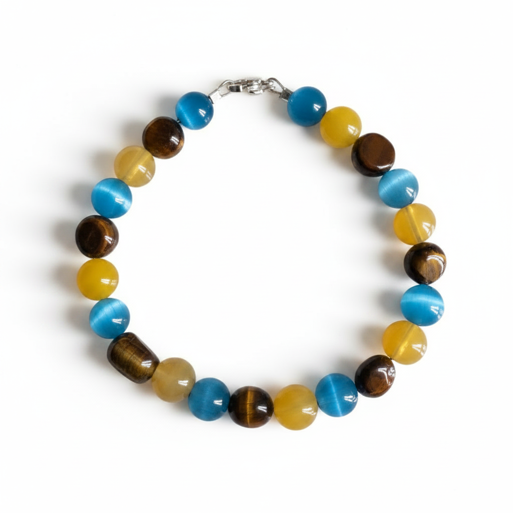 Cat & Tiger Eye Honey Agate -bracelet