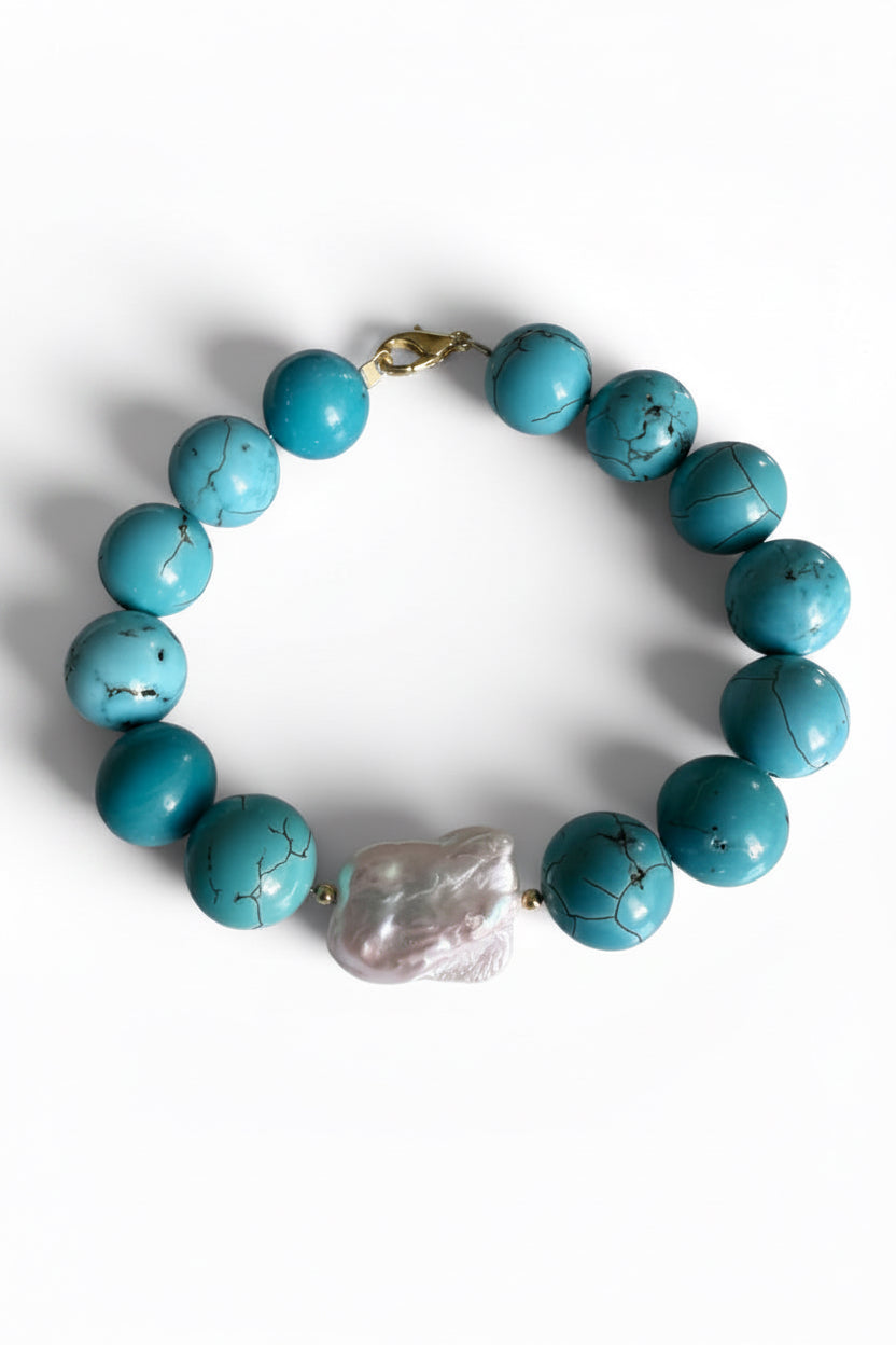 Turquoise Howlite Shell nugget - bracelet
