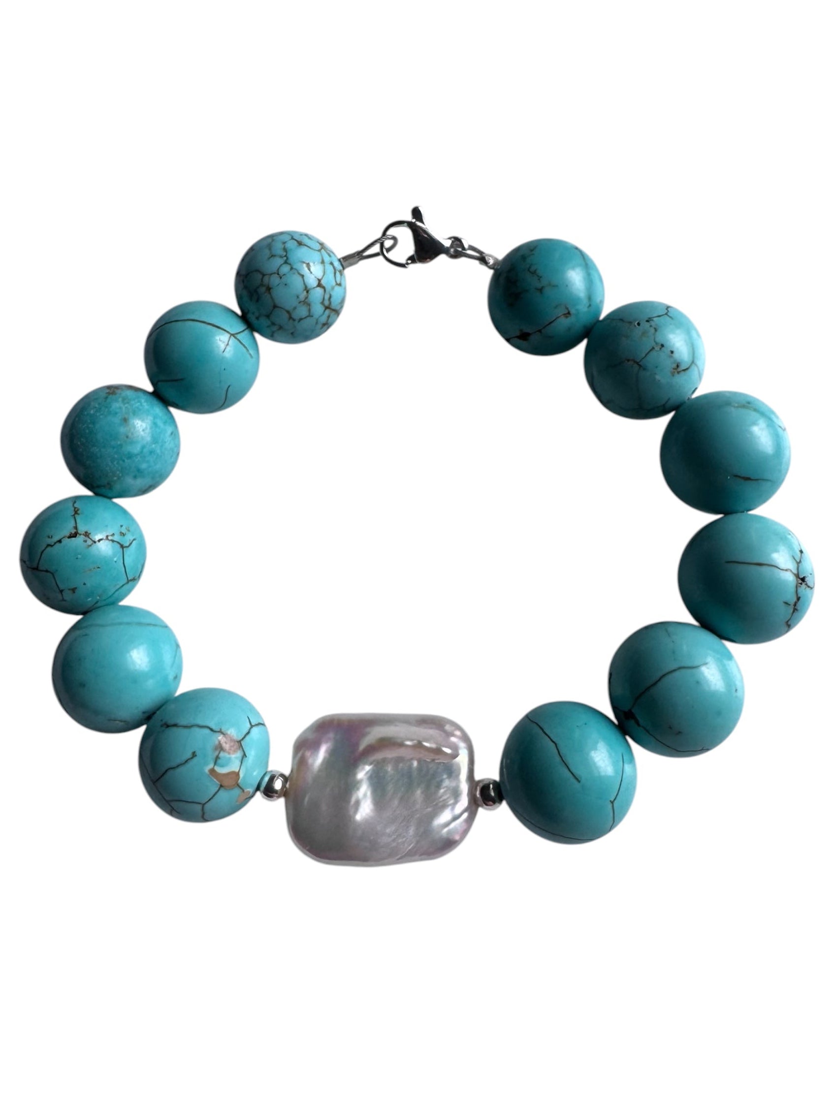 Turquoise Howlite Shell nugget - bracelet