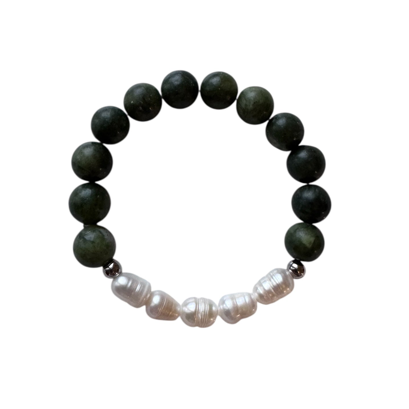 Green Jade Freshwater Pearl -bracelet