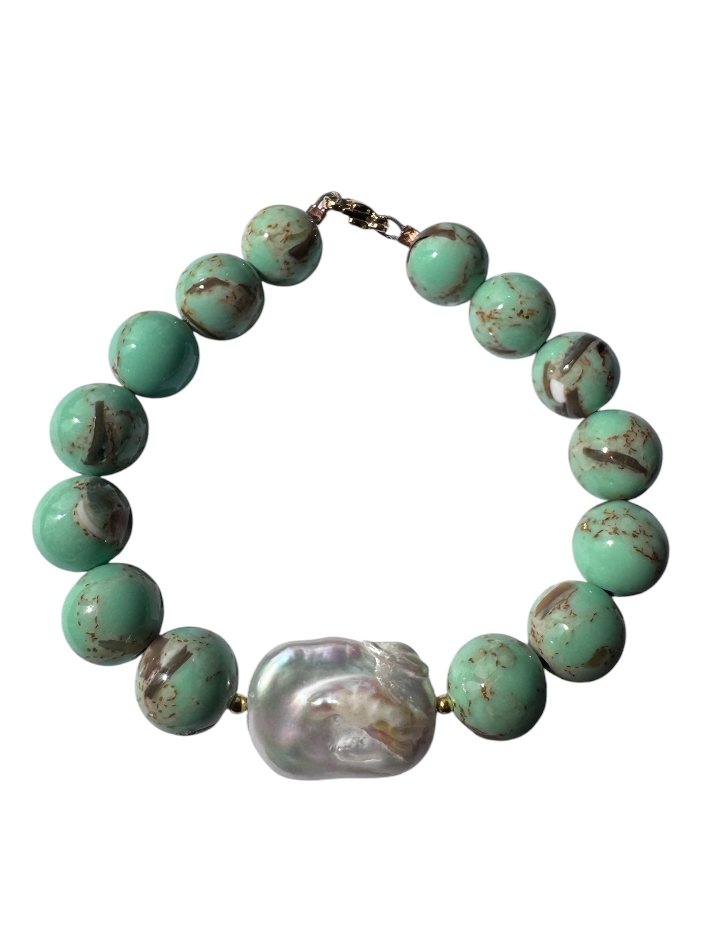 Green Jasper Shell nugget -bracelet