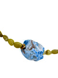 Handcrafted Beaded Statement Necklace with Natural Stone