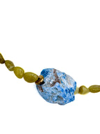 Handcrafted Beaded Statement Necklace with Natural Stone