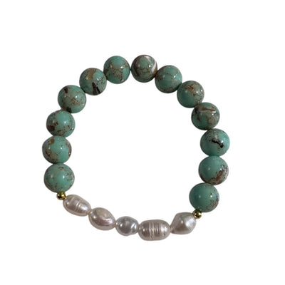 Green Jasper Freshwater Pearl -bracelet
