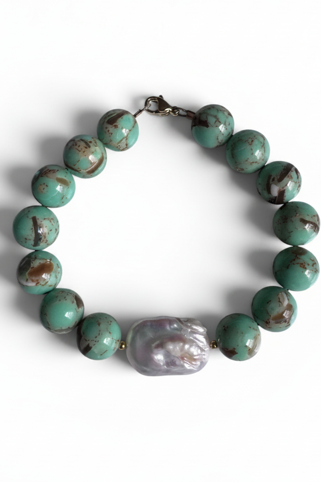 Green Jasper Shell nugget -bracelet