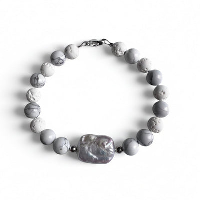 Howlite Freshwater Pearl -bracelet
