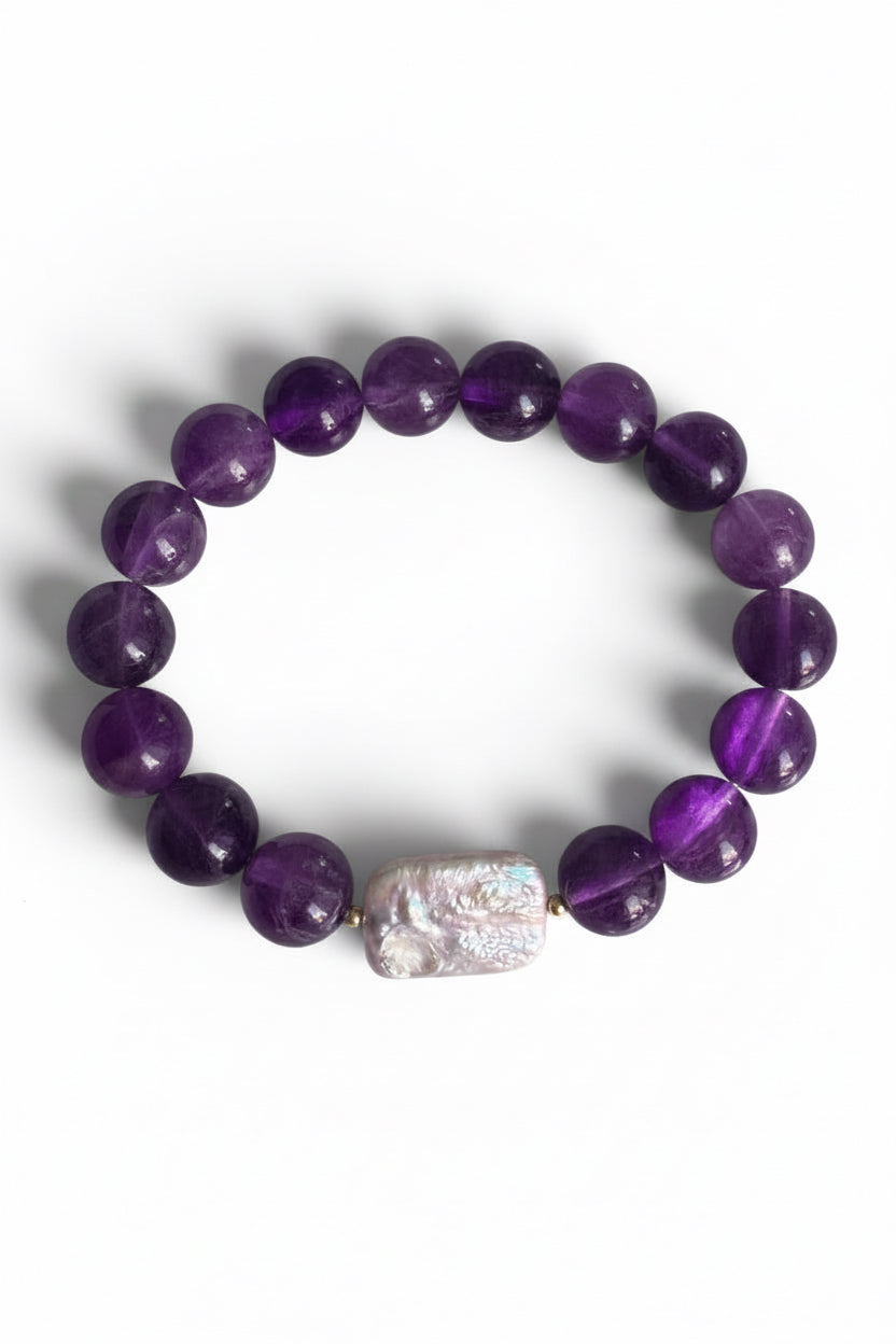Violet Agate Shell Nugget -bracelet