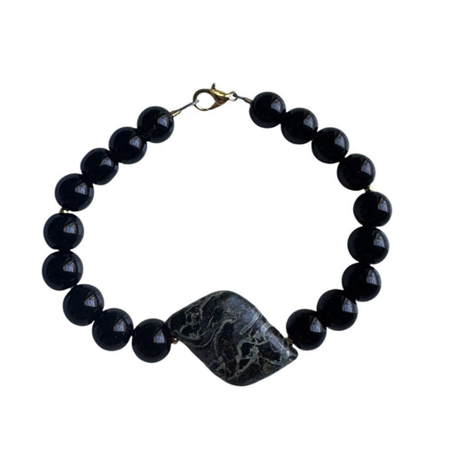 Obsidian Snowflake -bracelet
