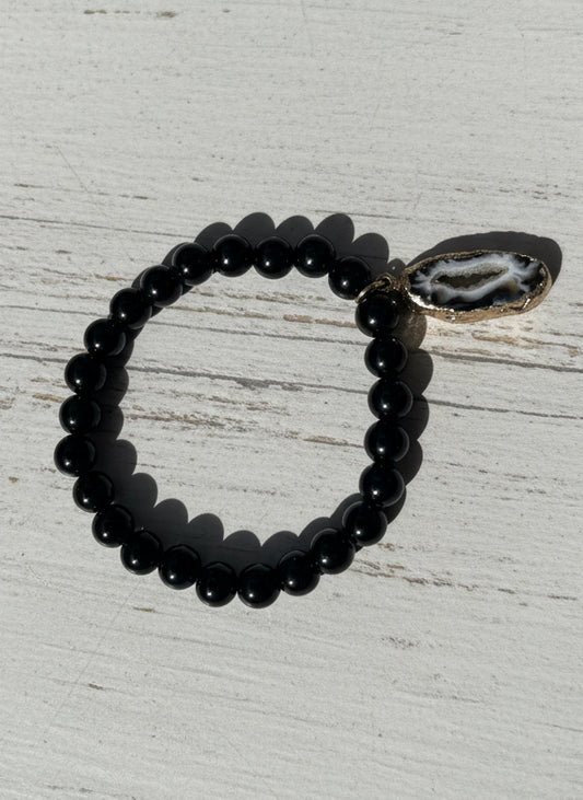 Black Obsidian Geode -bracelet