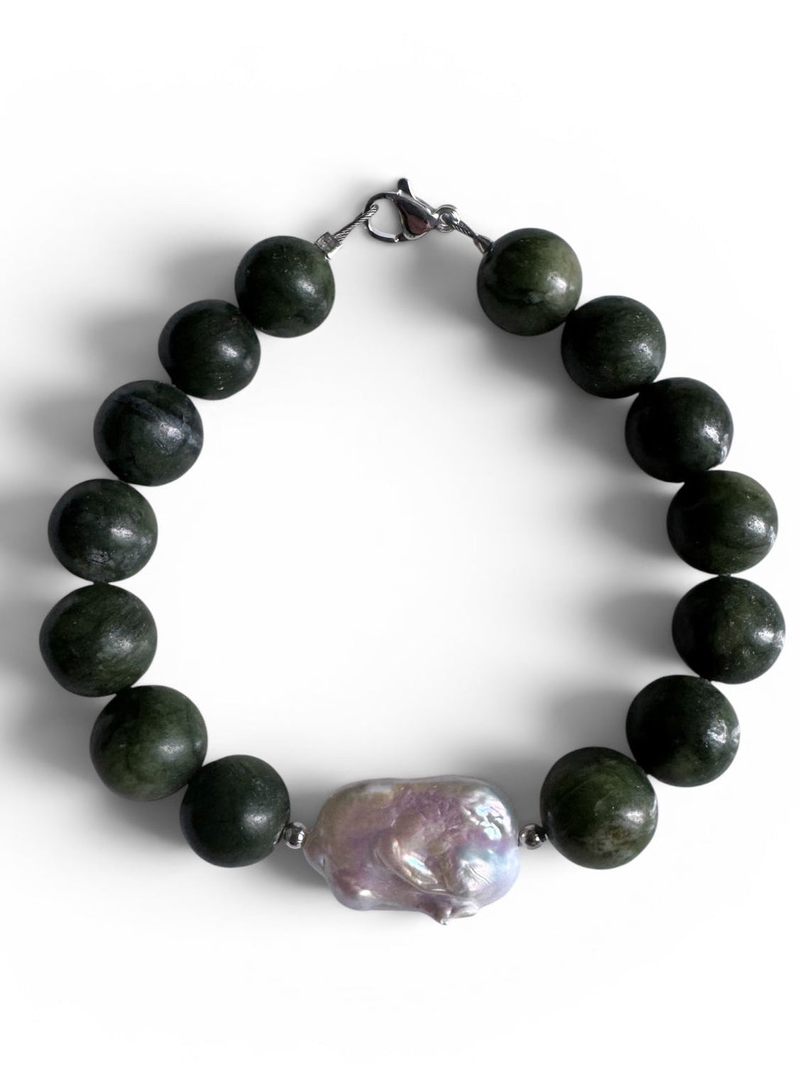 Green Jade Shell nugget -bracelet