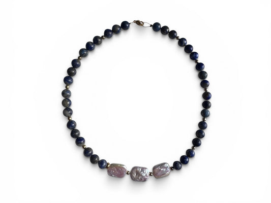 Lapis Azuli Freshwater Pearl -necklace