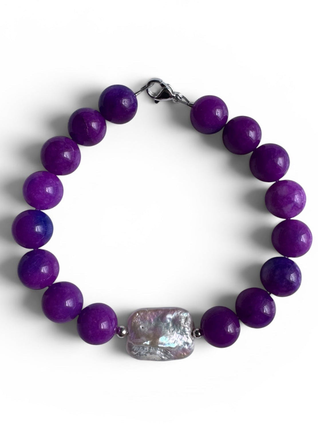 Violet Agate Shell nugget -bracelet