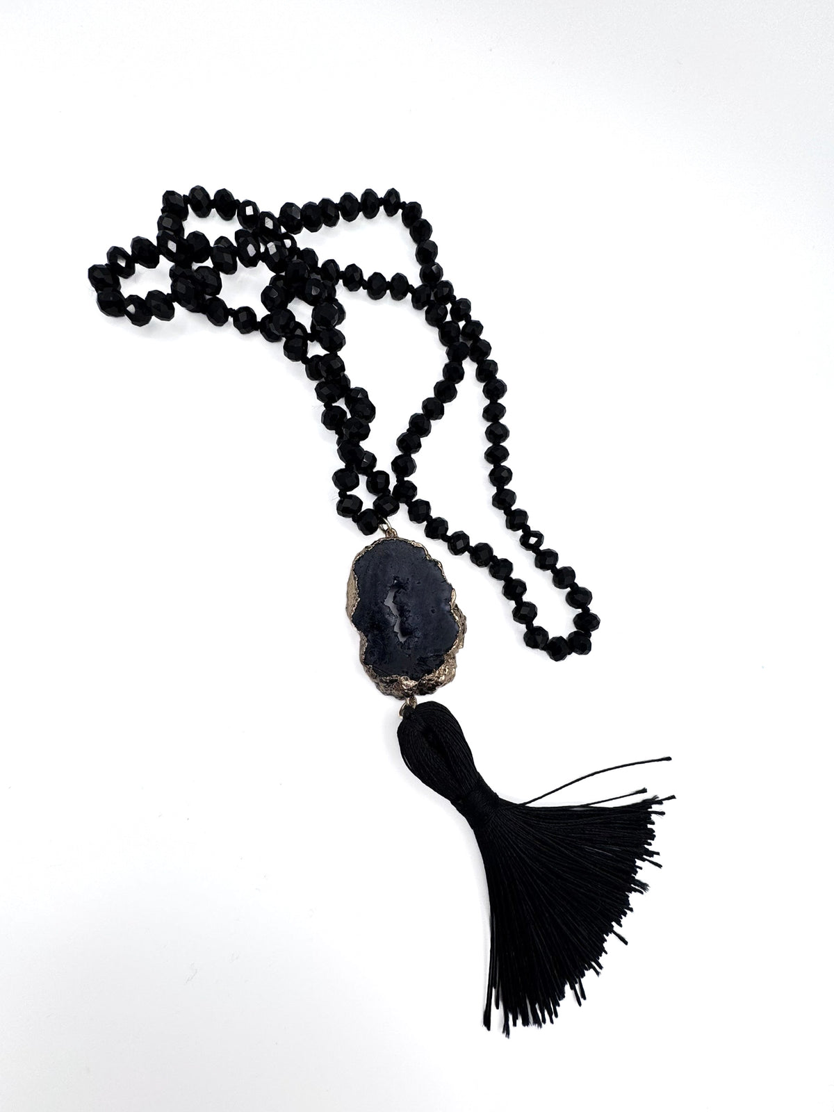 Beaded Tassel Pendant Statement Necklace