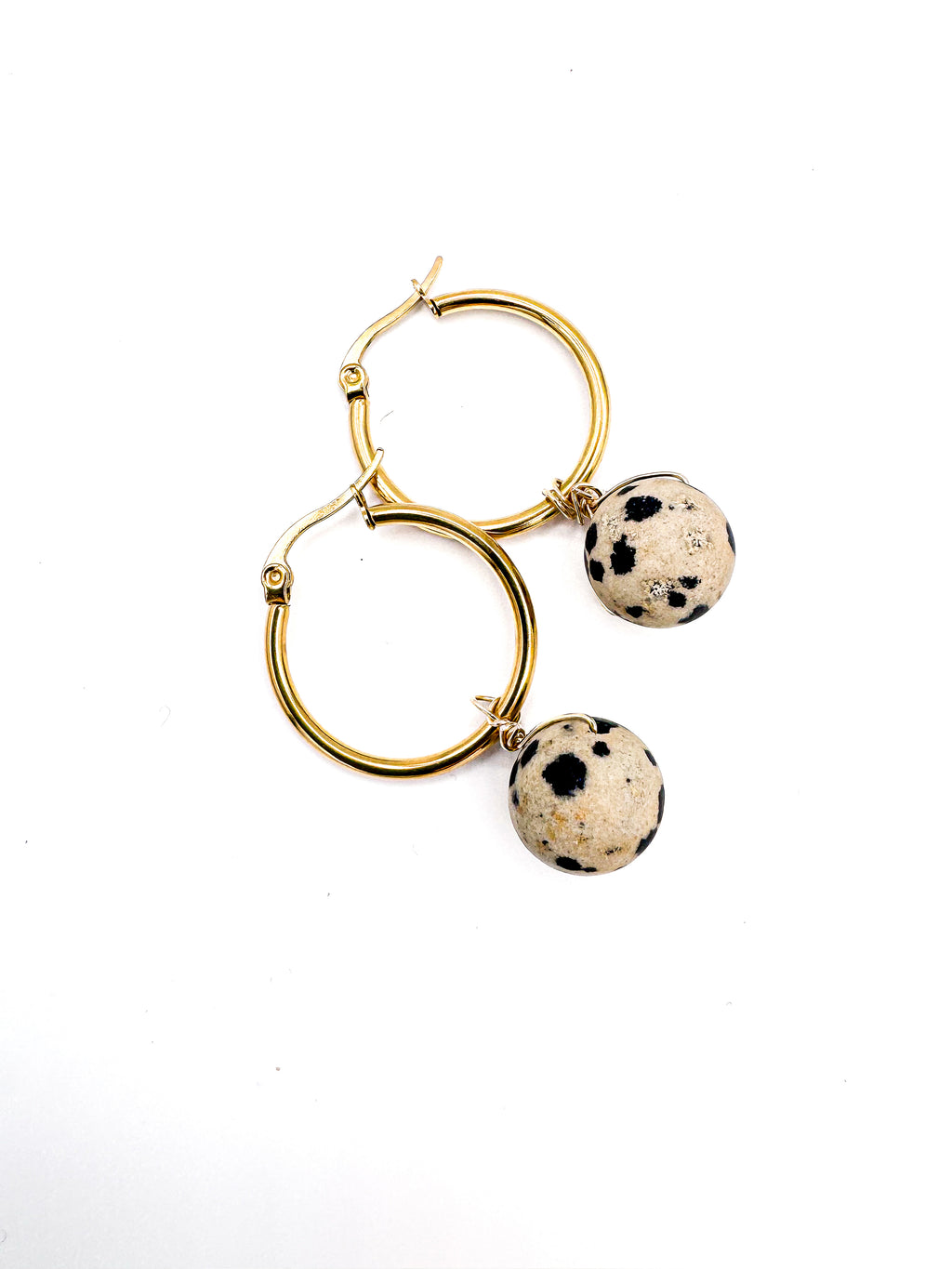 Minimalist Hoop Earrings With Spherical Stone Charms