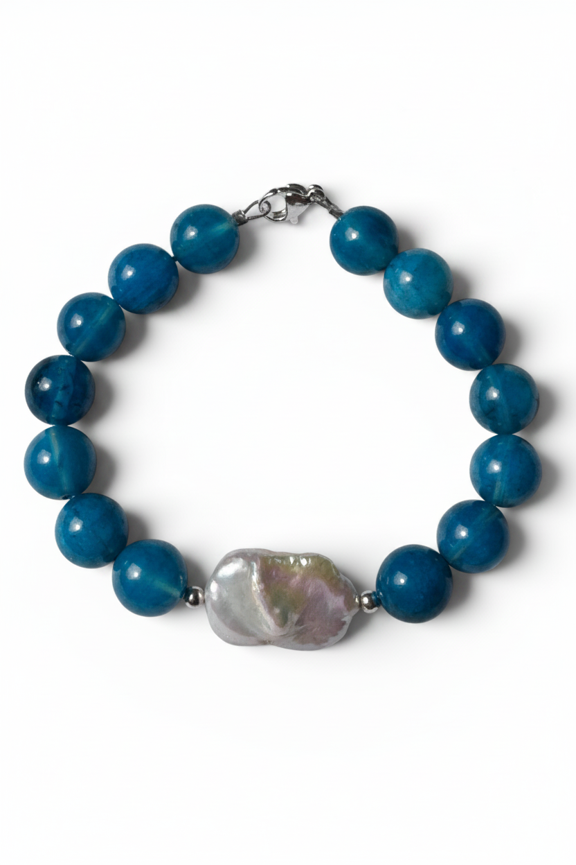 Blue Apatite Shell nugget-bracelet