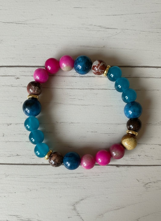 Blue and Pink Agate -bracelet