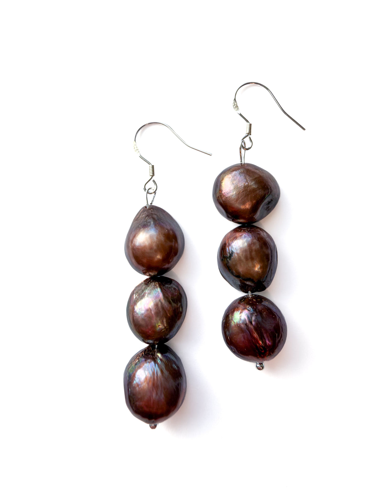 Triple Drop Baroque Pearl Statement Earrings