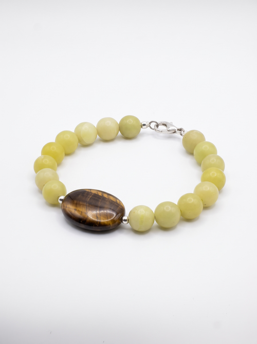 Handcrafted Beaded Gemstone Bracelet with Central Feature